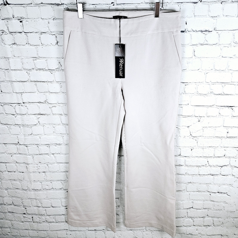 RENUAR | pull-on ponte knit stretch flare leg trouser pants